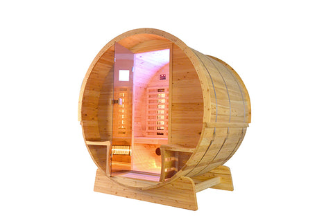 Infrarot Fass Sauna Cedar Holz Rustikal mit Veranda