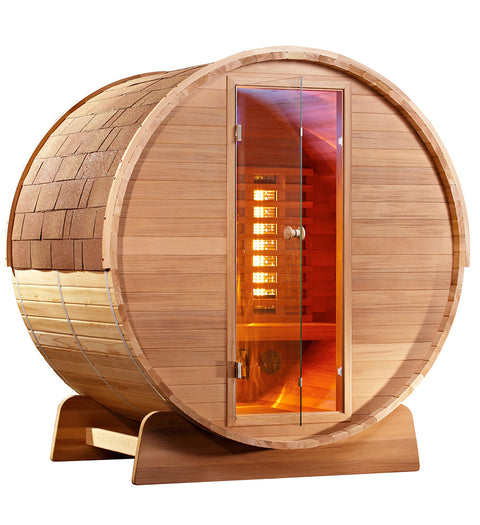 Infrarot Fass Sauna Cedar Holz Rustikal