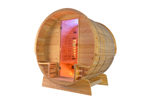 Infrarot Fass Sauna Cedar Holz Rustikal mit Veranda